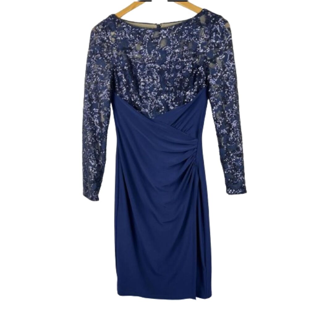 Ralph Lauren Navy Blue Lace-Top Long Sleeve Mini Dress